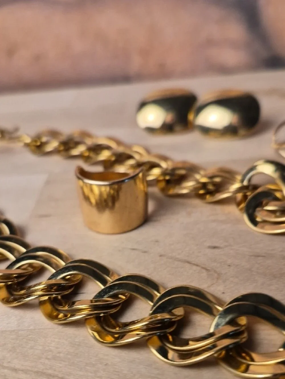 Goldtone Lot Of Chain, Bracelet, And Rings